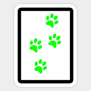 Light Green Pawprints on White Sticker